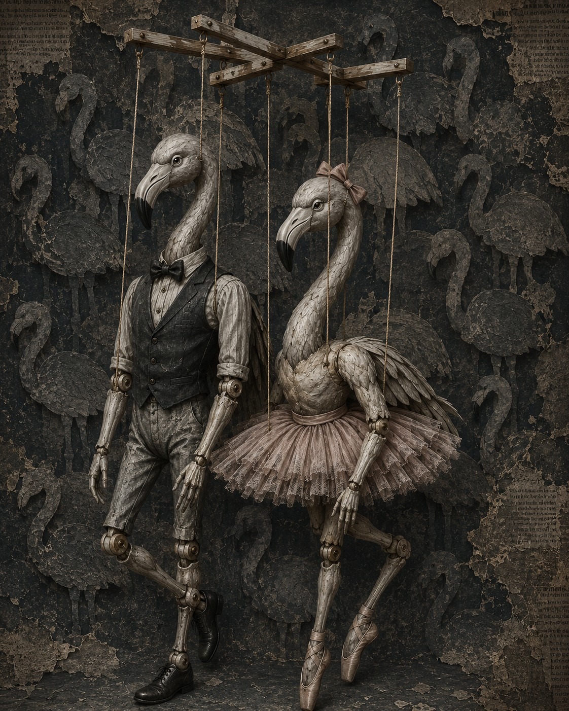Grey flamingos image